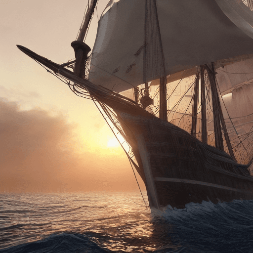 AI generated: Photo of a ultra realistic sailing ship, dramatic light, pale sunrise, cinematic lighting, battered,...