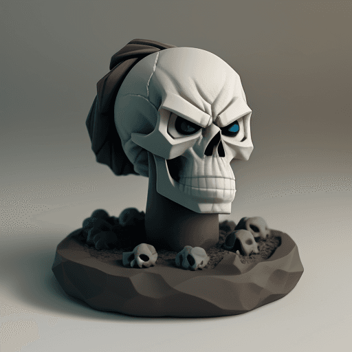 AI generated: Angry skull clay sculpture  --iw 1.5 --style 1000