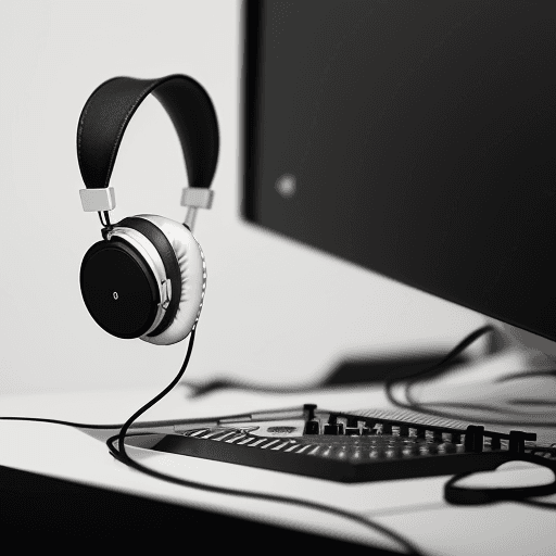 AI generated: Minimalist, elegant, headphones, dj