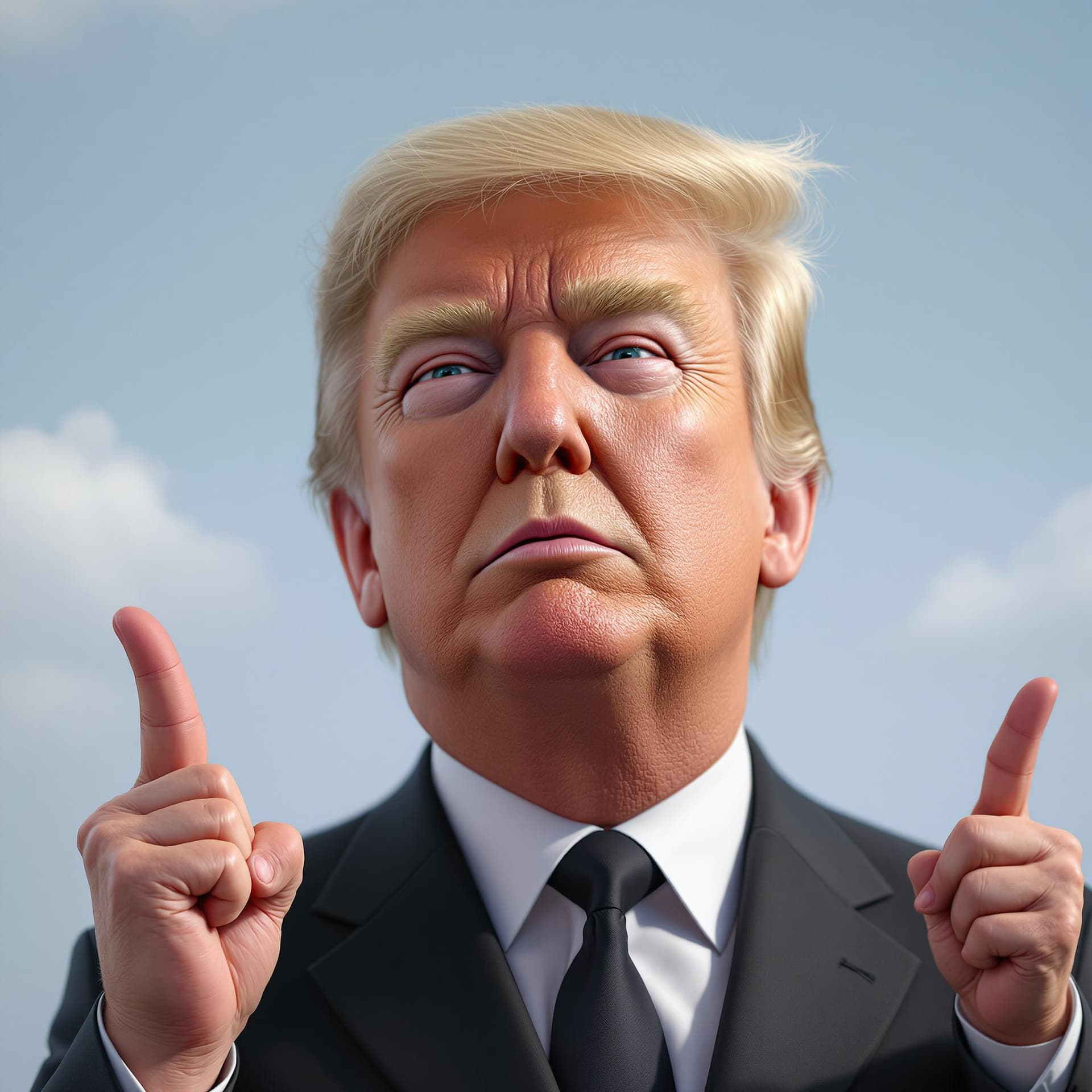 AI generated: Photo of an ultra realistic Donald Trump with a stoic face. Elon musk standing beside time laughing ...