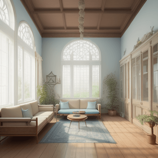 AI generated: High resolution photography interior design, dreamy sunken living room conversation pit, wooden floo...