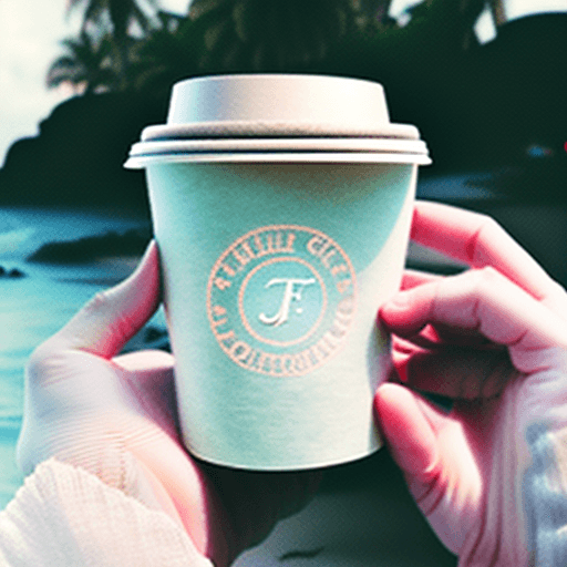 AI generated: High resolution photography *~aesthetic~*~ manicured hand holding up a take-out coffee, pastel chill...