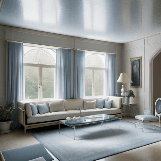 AI generated: High resolution photography interior design, dreamy sunken living room conversation pit, silver suit...