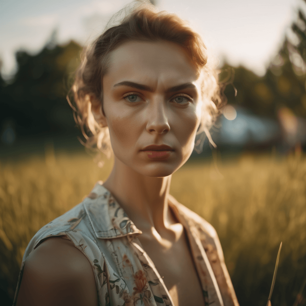 AI generated: An intense 4K image of a Russian artist in summer, bathed in warm sunlight, with a determined expres...