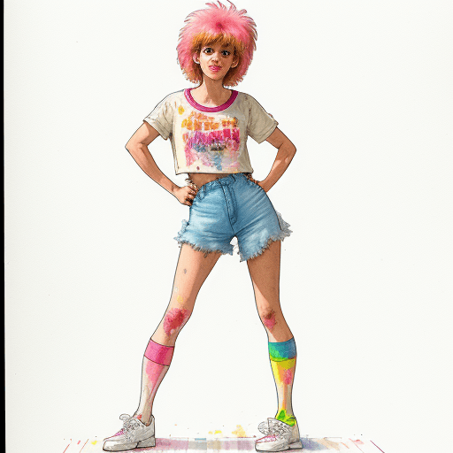AI generated: (Watercolor_Pencils:1.2), full body, messy lines, cream paper, vibrant color, lit from the left, sta...