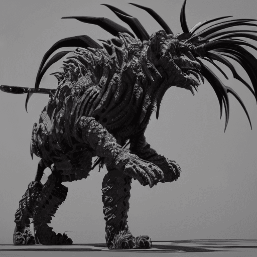 AI generated: octane render of cyberpunk lion designed by Tsutomu nihei --v 4