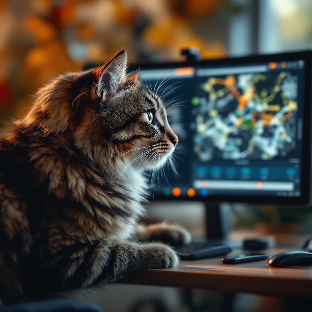 AI generated: image The Magellan 1500i presentation scanner from Datalogic next to a cat ultra-realistic morning s...