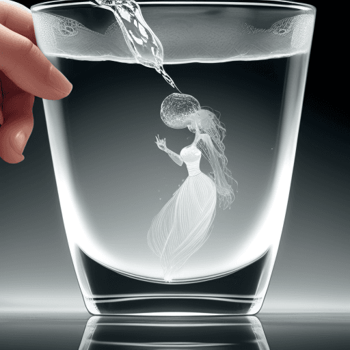 AI generated: A woman has a glass of water double the size of a hand 