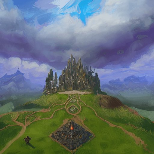 AI generated: cursed zelda ruins landscape vista photography by Carr Clifton 