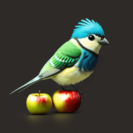 AI generated: a little bird made of a fresh apple that has been cut open, photo-realistic techniques --ar 2:3 --st...