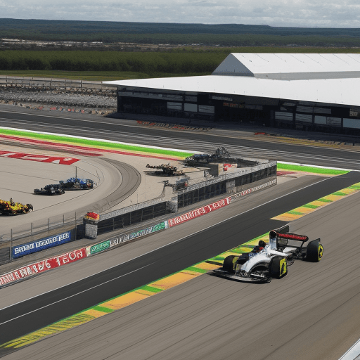 AI generated: Helicopterview formula 1 pitstop racing