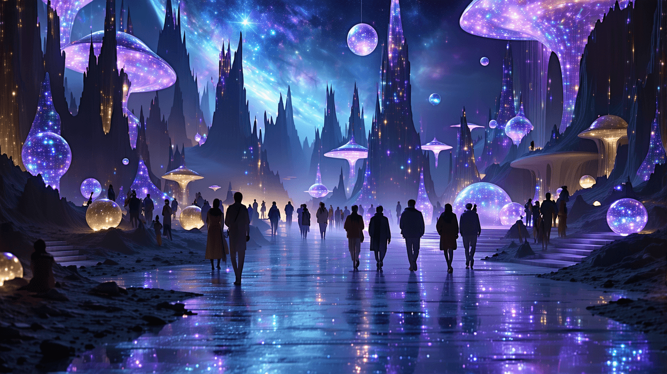 AI generated: The futuristic Parents' Day celebration is set in the trendiest, exclusive avenue of an advanced civ...