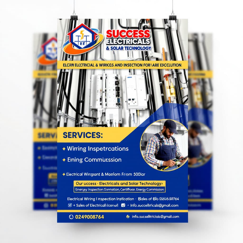 AI generated: Design a business flyer for me. The name of my business is Success Electricals and Solar Technology....
