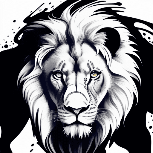 AI generated: Splash ink colored Lion White background