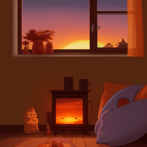 AI generated: My home is cozy and warm. drawn by the skilled artist Max Fleischer, detailed, against a vibrant sun...