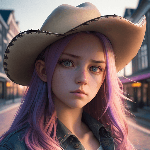 AI generated: (gradient hair, dutch angle:1.3), film grain, chromatic aberration, city centre, masterpiece, best q...