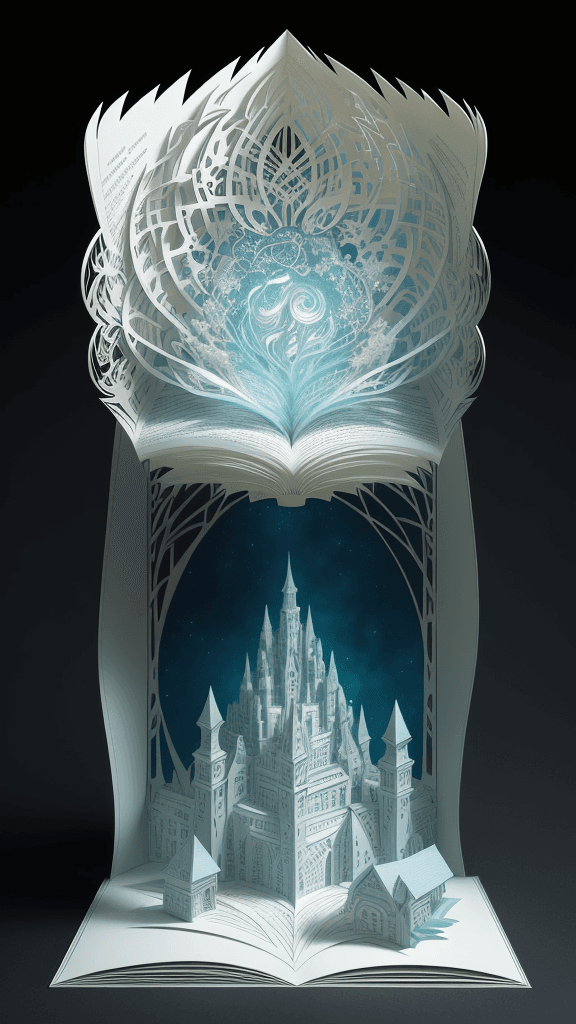AI generated: a mesmerizing open book 3D paper cut art that defies the boundaries of imagination. Bring the magica...