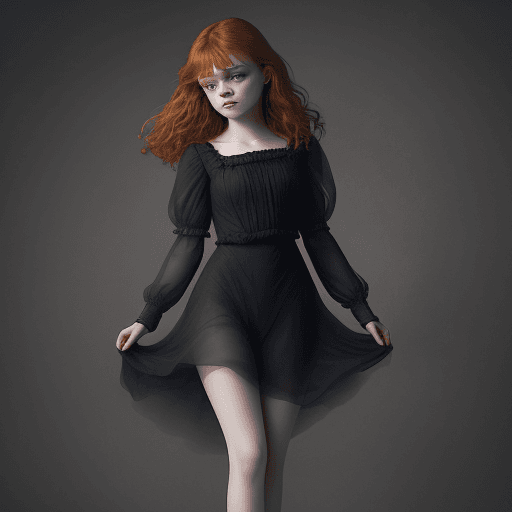 AI generated: Sadie Sink beautiful charismatic girl, gorgeous figure, interesting shapes, full body shot, dark eye...