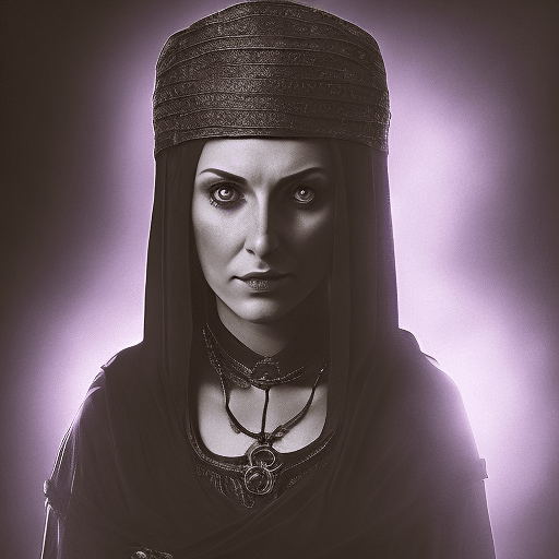 AI generated: Ultra high resolution photography of a medieval Woman named Sophia, the Dark Hypnotist