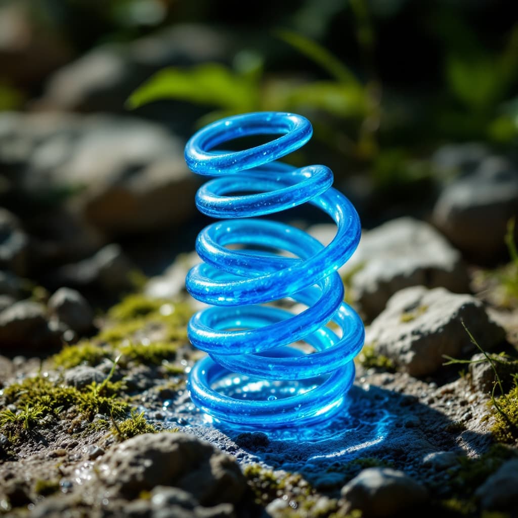 AI generated: 
spiral spring BIOLUMINICENTE AZUL 

