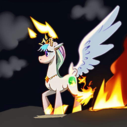 AI generated: princess celestia commiting arson