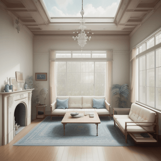 AI generated: High resolution photography interior design, dreamy sunken living room conversation pit, wooden floo...