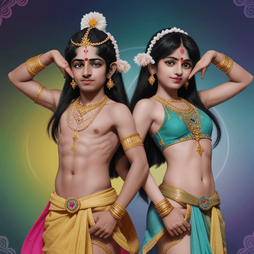 AI generated: Krishna and Balaram in Your name animation style 