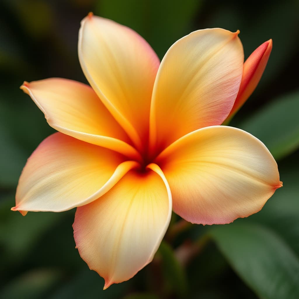 AI generated: 
a plumeria flower in apricot color

