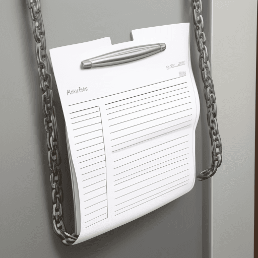 AI generated: Design a papers organizers assuming that we only have  stainless steel chain