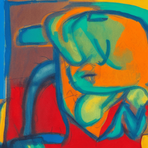 AI generated: expressionist painting of man trapped in his thoughts
