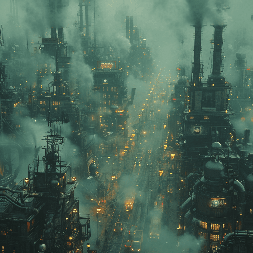 AI generated: 4 dimensional futuristic city, old world, lanterns, photorealistic , isometric, digital art, smog, p...