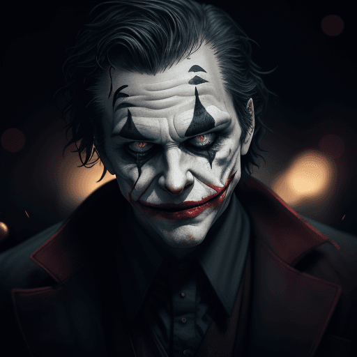 AI generated: Joker risen from the ashes, sparks, 8k, hd, contour light, high contrast, depth of field, ultra deta...