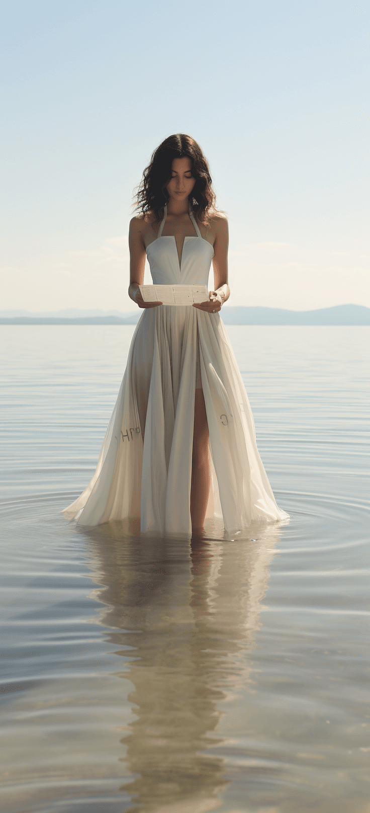 AI generated: a woman is on the water, in the style of video, curves, i can't believe how beautiful this is, socia...