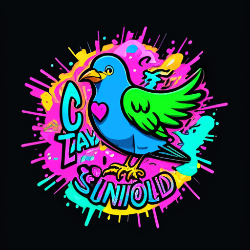 AI generated: bold neon colors, cartoon style illustration of a lazy bird as sees the world while experiencing hal...