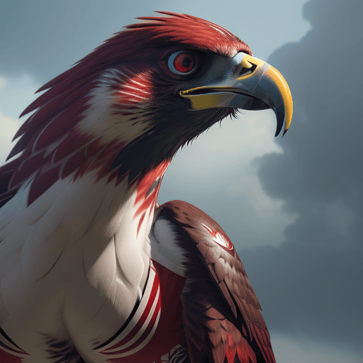 AI generated: Photo of a ultra realistic redhawk, Swoop the Miami University mascot, dramatic light, cinematic lig...