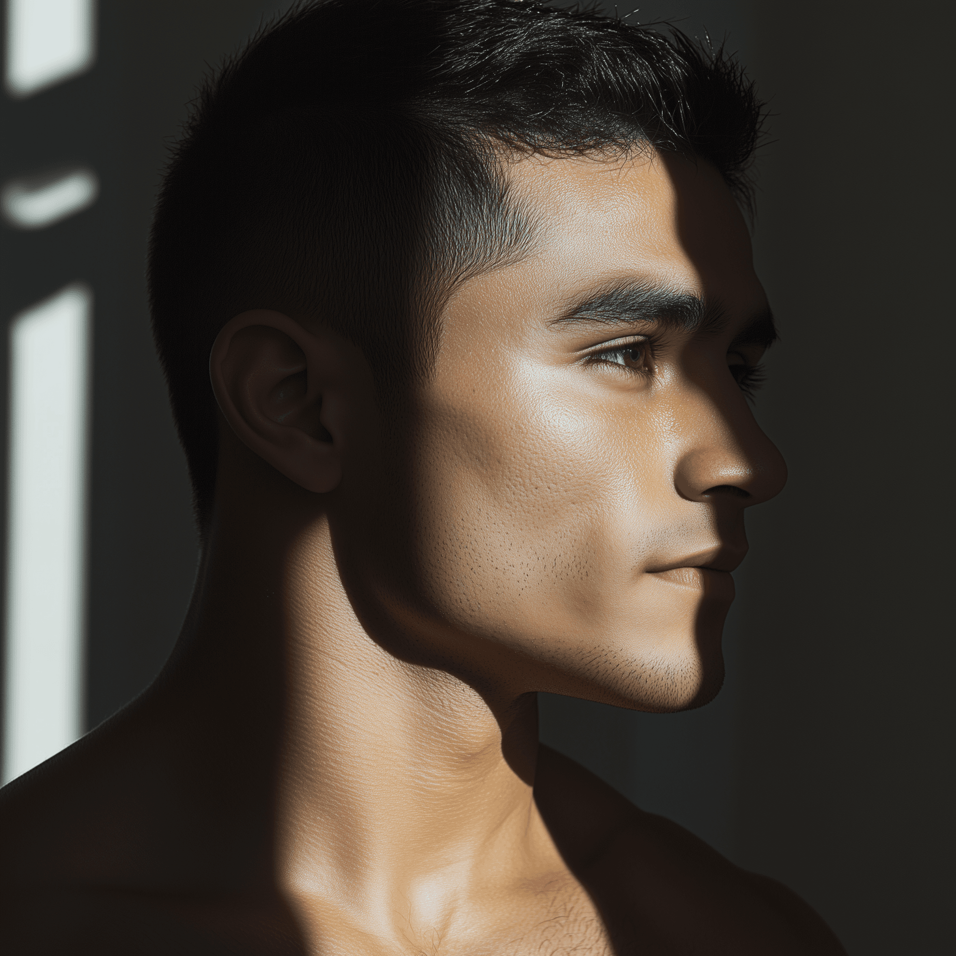 AI generated: Photo of an attractive Mexican man in his early to mid-20s, with athletic build and a tanned skin to...