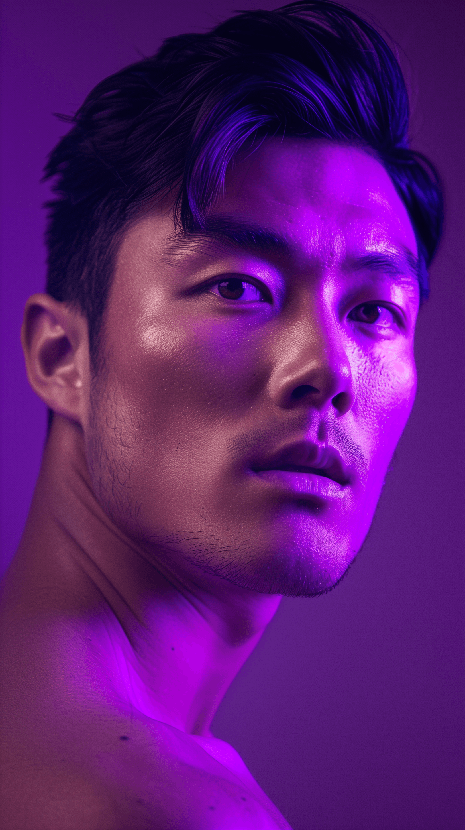 AI generated: high resolution photography, front shot, upper-body, 26 years asian man model, background is solid p...