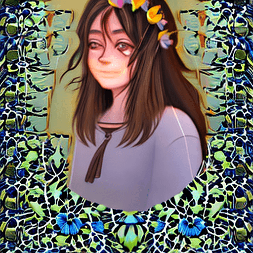 AI generated: 1 girl, respirator on face, flowers grow from girl's mouth, flowers wrap around hair, flower crown, ...