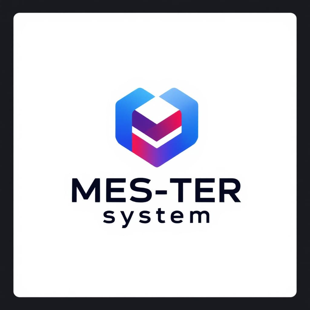 AI generated: A sleek and modern logo design for a tech startup, that name is 'MES-TER System', featuring a styliz...