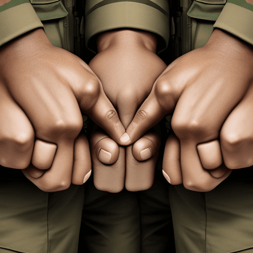 AI generated: Photo of a ultra realistic fists all making a big one fist all different skin color all in israeli a...