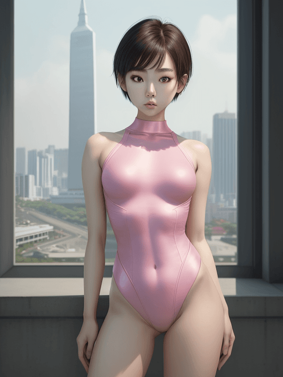 AI generated: image of Korean girl with small waist, dominant, photo realistic, charming beauty, wearing tight pin...