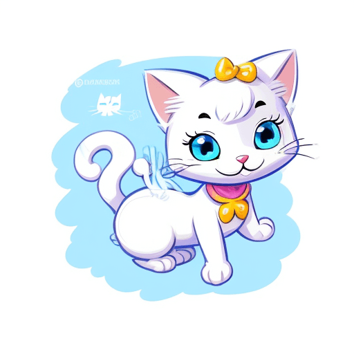 AI generated: character design of a cute white cartoon cat in style of Disney ultra detailed colourful sketch draw...