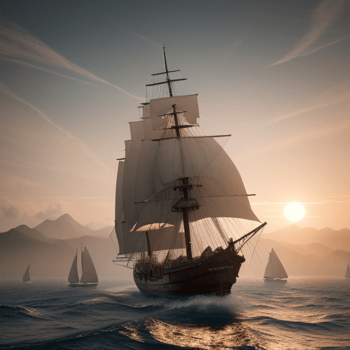 AI generated: Photo of a ultra realistic sailing ship, dramatic light, pale sunrise, cinematic lighting, battered,...