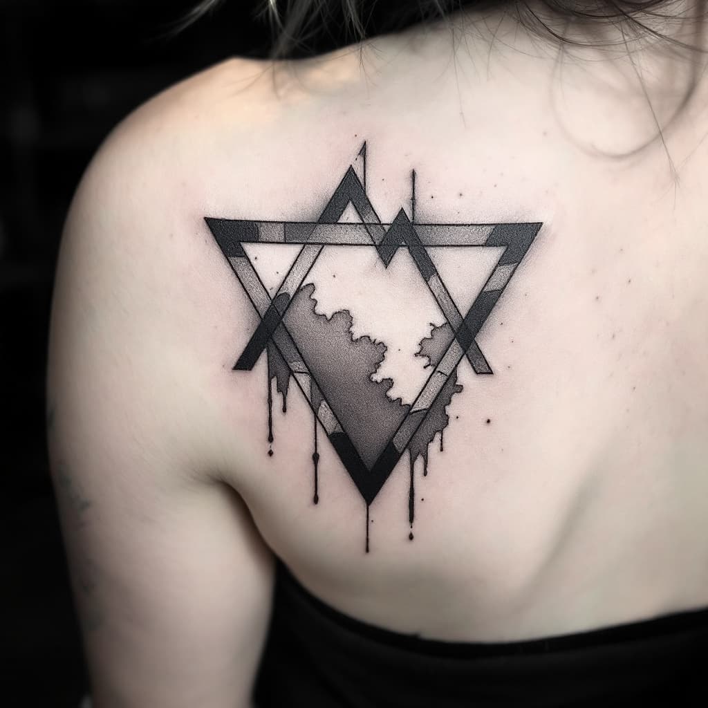 AI generated: tattoo idea design witht a simple trangle, black and white design