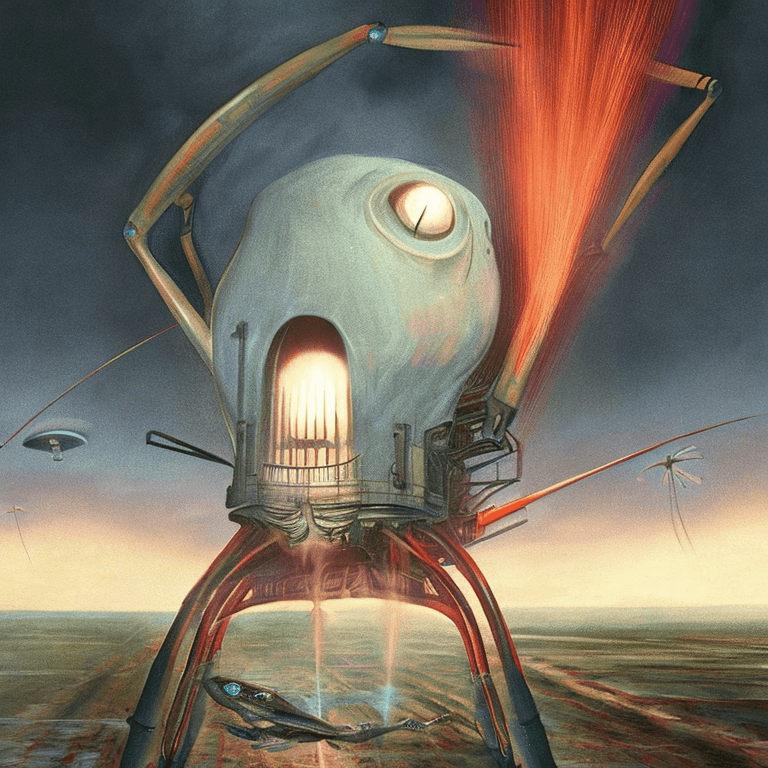 AI generated: hyper realistic concept art for a book cover , The War of the Worlds de H.G. Wells.