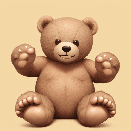 AI generated: Small bear with a toe that smiling 
