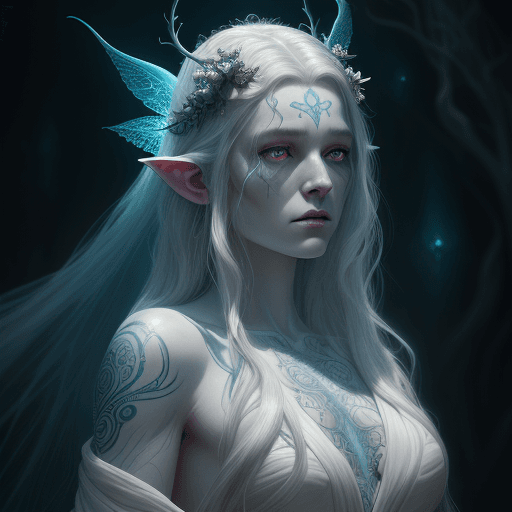 AI generated: High resolution, fantasy realism, inspired by Gerald, Brom, Banshee, ghostly skin, beautiful face, f...