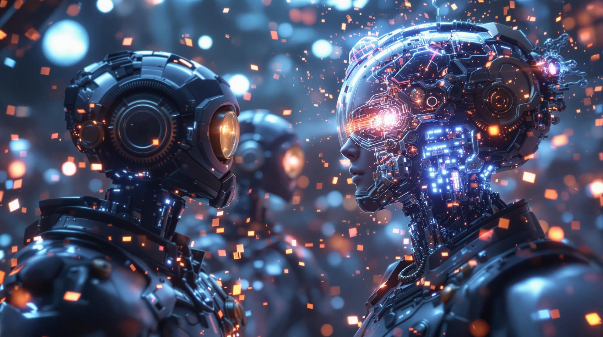 AI generated:  sci -fi scenerie , close up multiple hyper realistic steampunks  characters ,being teleported to th...
