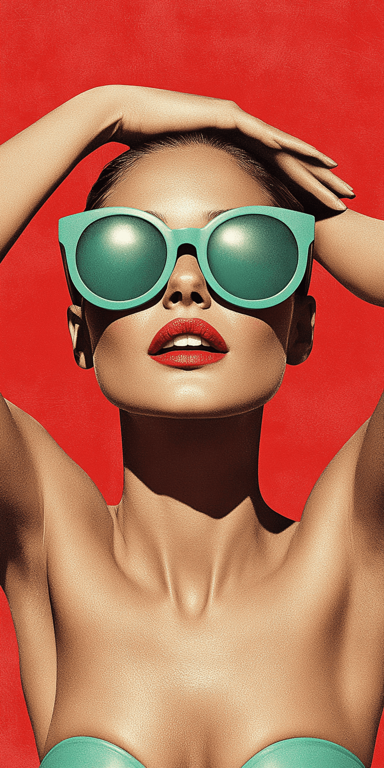 AI generated: photo of a woman in sunglasses, in the style of graphic design-inspired illustrations, luminous hues...