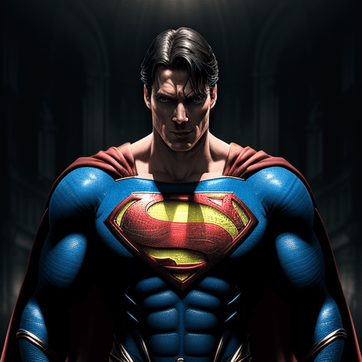 AI generated: Superman, in dynamic, atmosphere of darkness and horror, dramatic light, highly detailed, packed wit...